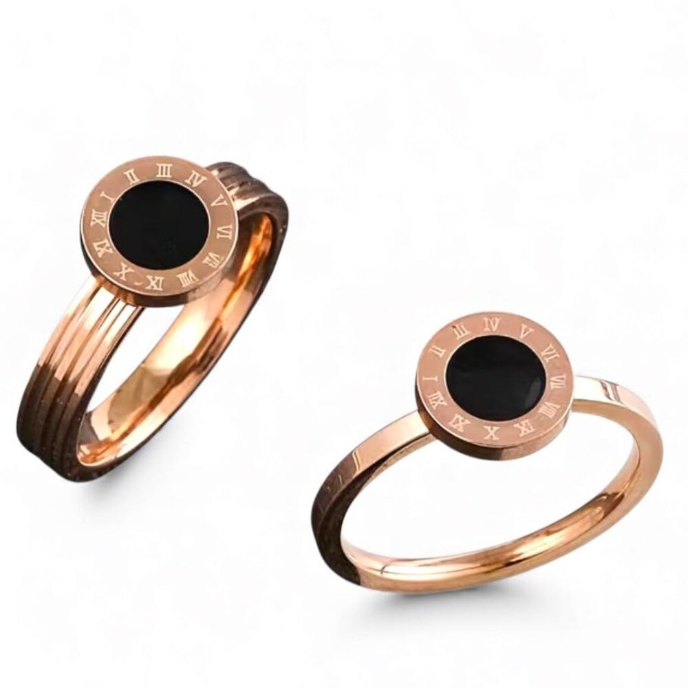 Rose Gold‎ rose gold stainless steel Roman Numeral Circle Ring
